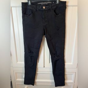 Black Jeggings with Rips in Knees